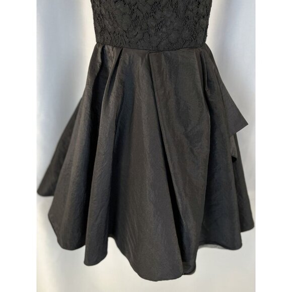 Marchesa Lace Illusion Fit & Flare Tafetta Mini Dress in Black $595 - Picture 5 of 13